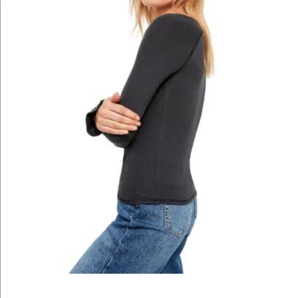 Free People We the People Boho Black Lace Top Long Sleeve Blouse* Size Medium - Picture 4 of 9